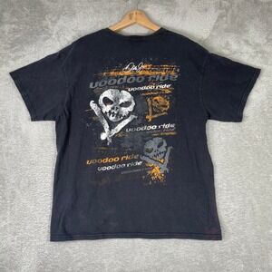 JR Nation Voodoo Ride Shirt Mens Large Black Skull‎ Dale Earnhardt Jr Y2K Grunge